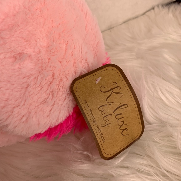 New Kellytoy K Luxe Baby Plush Stuffed Animal Toy Pink Flamingo rattle 12 in - Picture 3 of 6